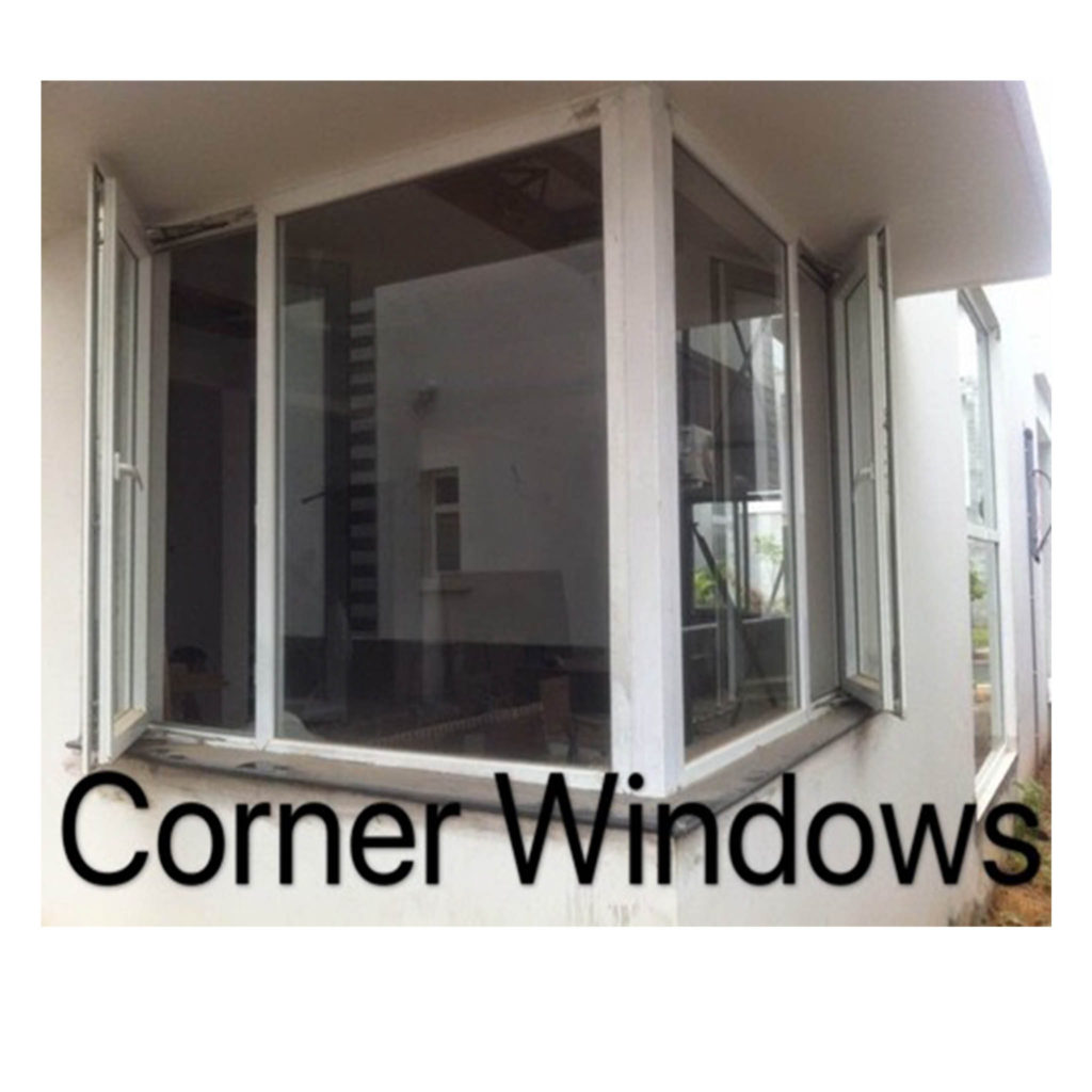 UPVC Corner Windows LUCKYHOME GLASS ALUMINUM UPVC WINDOWS SUPPLIES