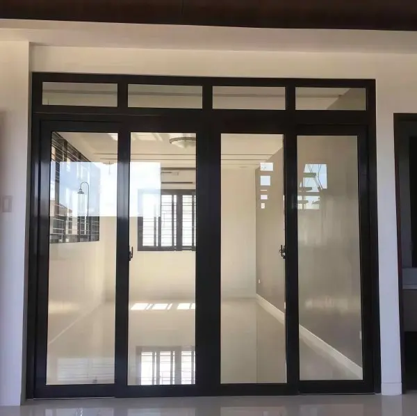 Brown UPVC Sliding Door | 4 Panels Modern Design | LuckyHome Philippines Brown UPVC sliding door with 4 glass panels – elegant, durable, and smooth-gliding modern design by LuckyHome Philippines