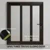 Brown UPVC 3-Tracks Sliding Door | Durable Design | LuckyHome Philippines Brown UPVC three-tracks sliding door with 11cm outer frame – durable, elegant, and space-saving design by LuckyHome Philippines
