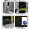 UPVC Sliding Window Details | Handle, Frame, Screen | LuckyHome PH Detailed view of UPVC sliding window showing ergonomic handle design, frame thickness, drainage holes, and nylon screen by LuckyHome Philippines.